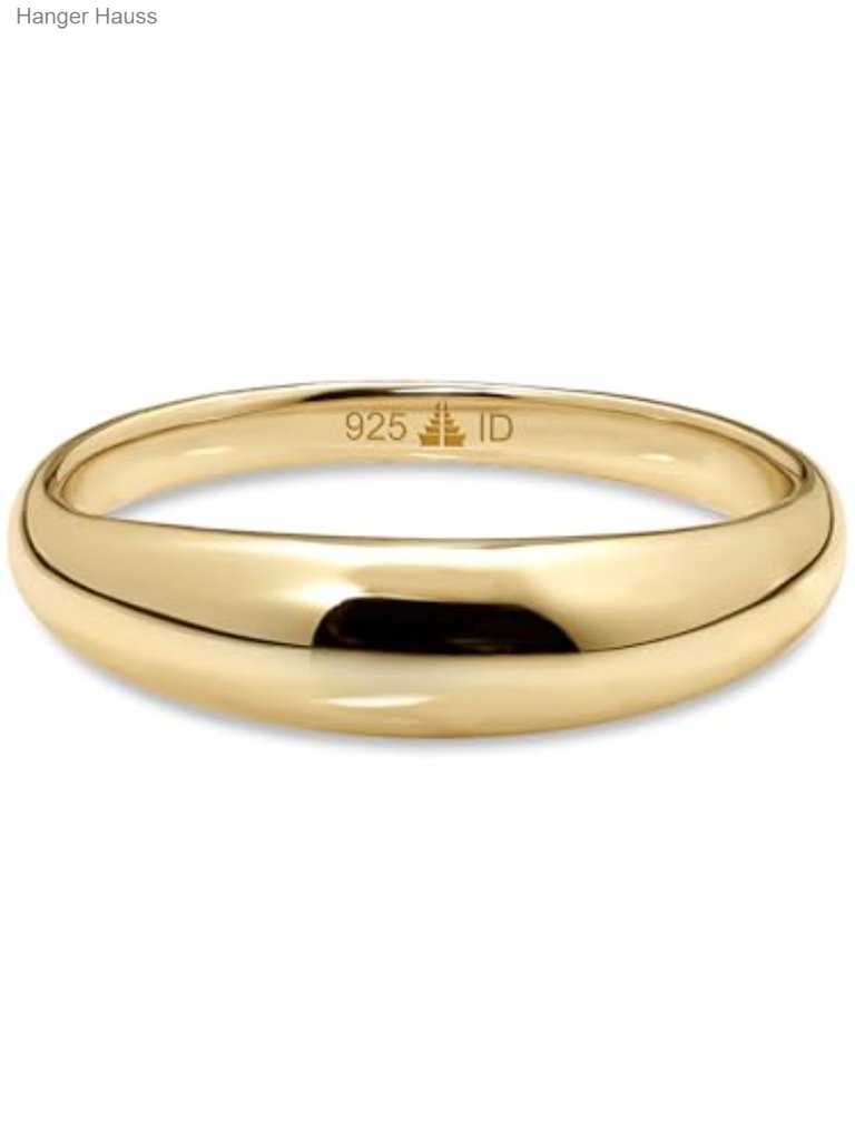 Sterling Silver 925 5mm Dome Band Ring Gold Plated Statement Eternity Women